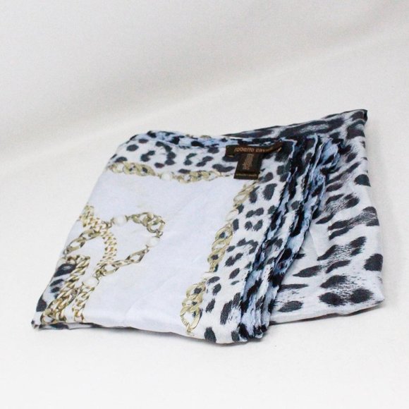 ROBERTO CAVALI #43096 Blue Silk Scarf